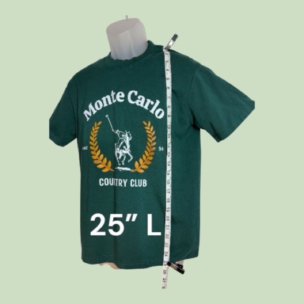 Monte Carlo Dark Green Graphic Short Sleeve T-Shirt Size Med (Estimate) No Tag - Picture 2 of 5